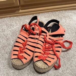 Rebecca Minkoff Coral and Black Espadrilles